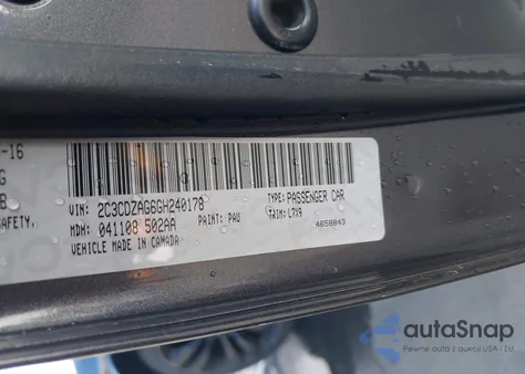 2016 Dodge Challenger Sxt из США, поврежденный, VIN 2C3CDZAG6GH240178